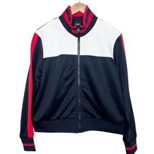 New Wild Fable Women's Colorblock Track Jacket Black White Red Full Zip Size XL